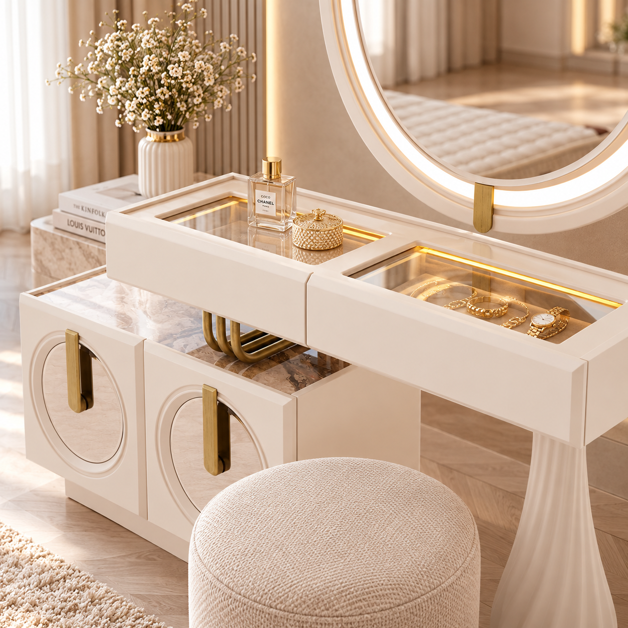 Set dormitor Praga – design modern în nuanțe de crem