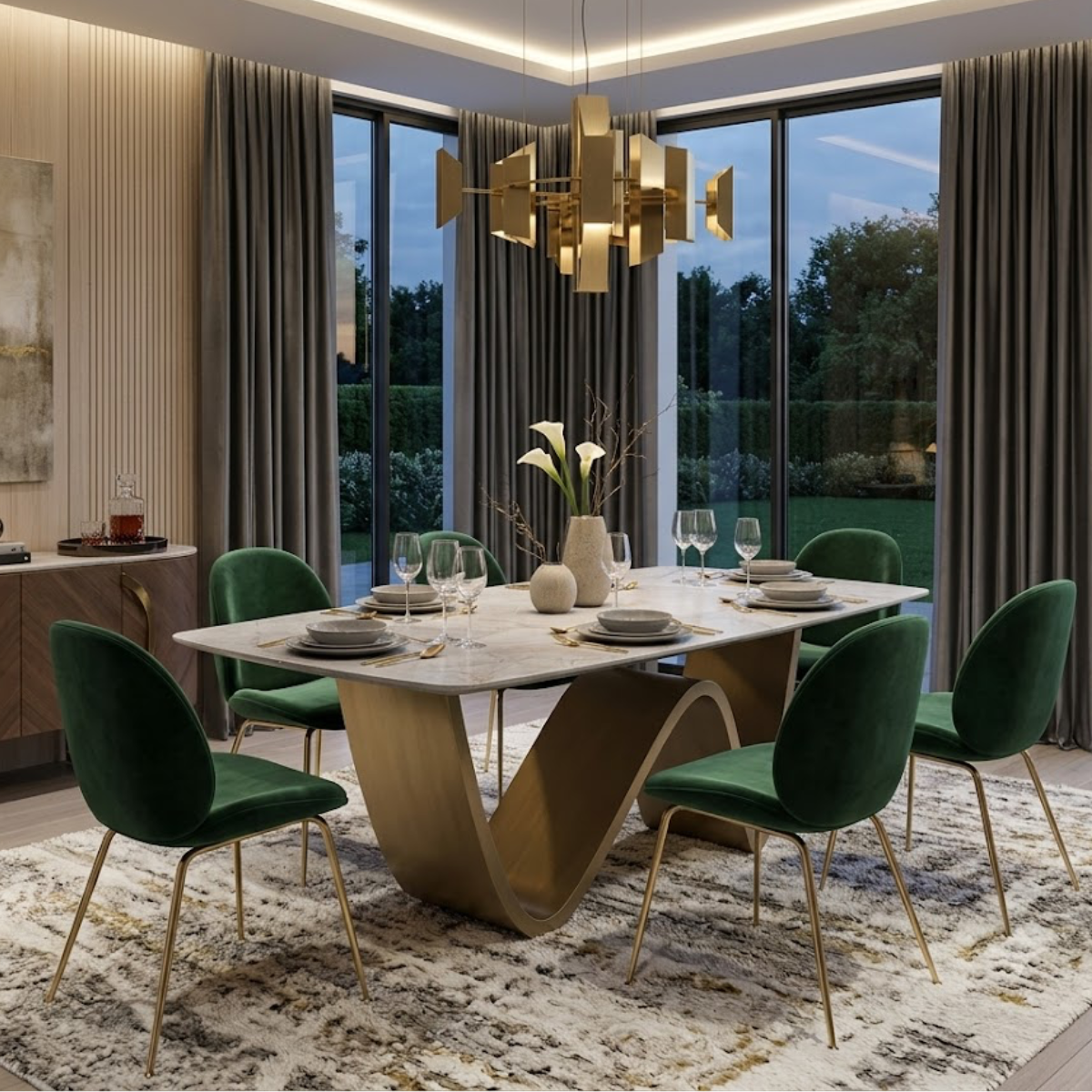 Masă Dining WIEN – Design sculptural și blat ceramic