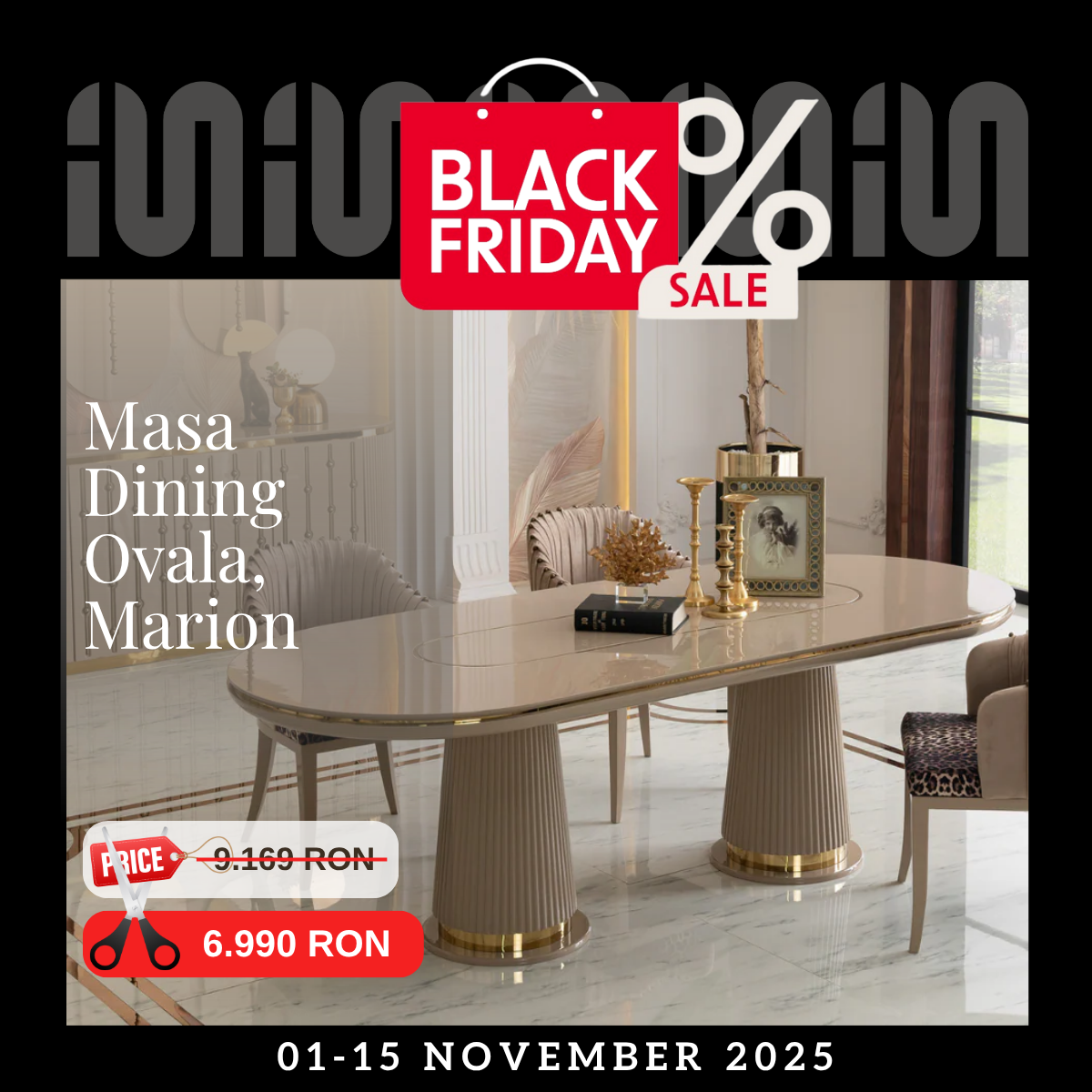 Masa Dining ovala de lux, Marion