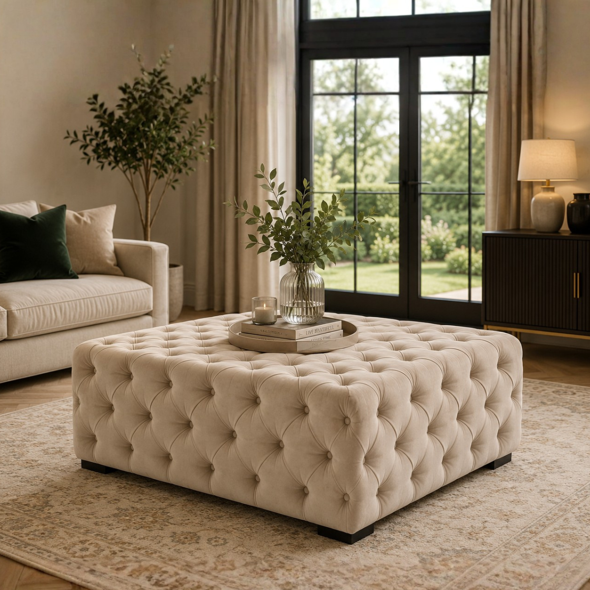 Taburet Tapitat Chesterfield, Milano , catifea