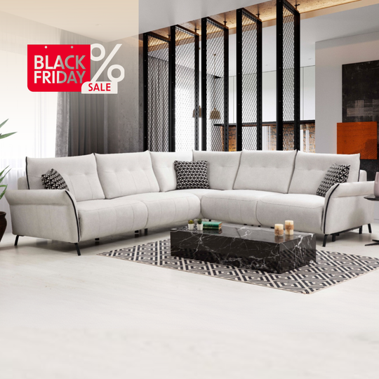 Colțar Modern cu Recliner, Mozart S , crem