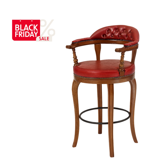 Scaun bar de lux din lemn, Oxford 1, roșu