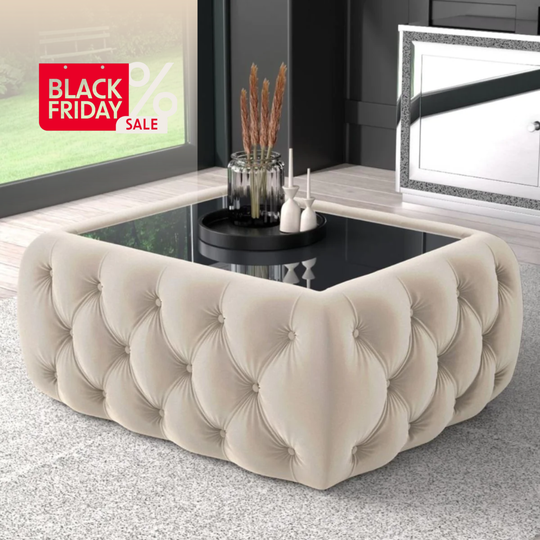 Masuta Tapitata Chesterfield, Milano  catifea cu blat sticla