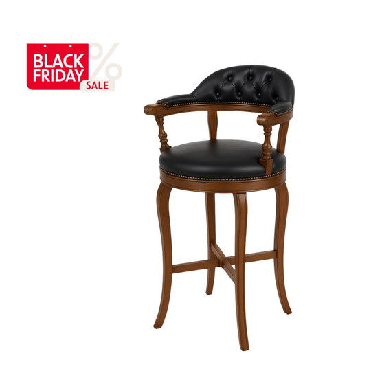Scaun bar de lux din lemn, Oxford 2, negru