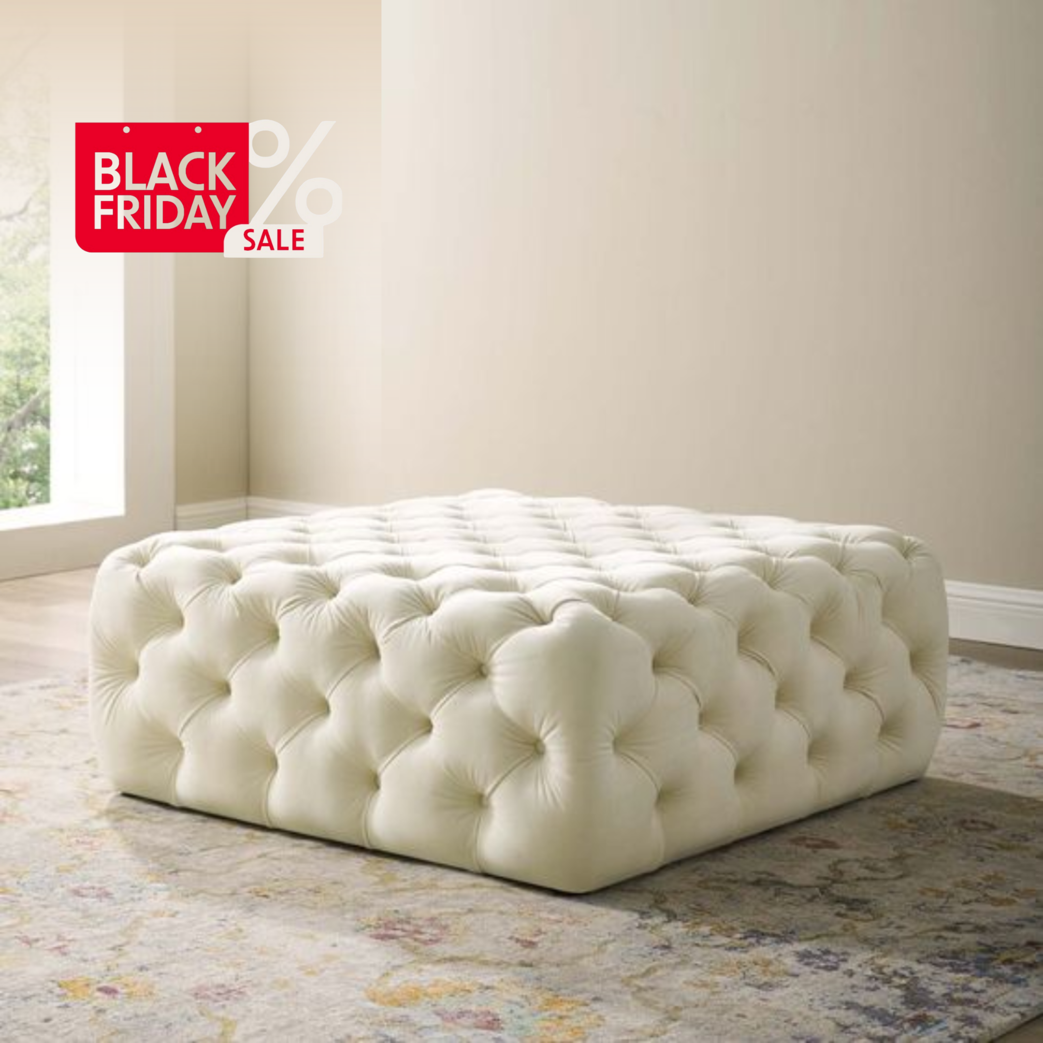 Taburet Tapitat Chesterfield, Milano , catifea, bej