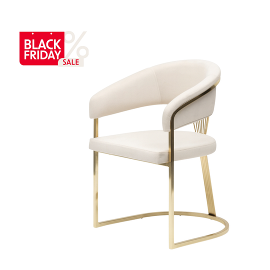 Moreno scaun catifea , cream - gold