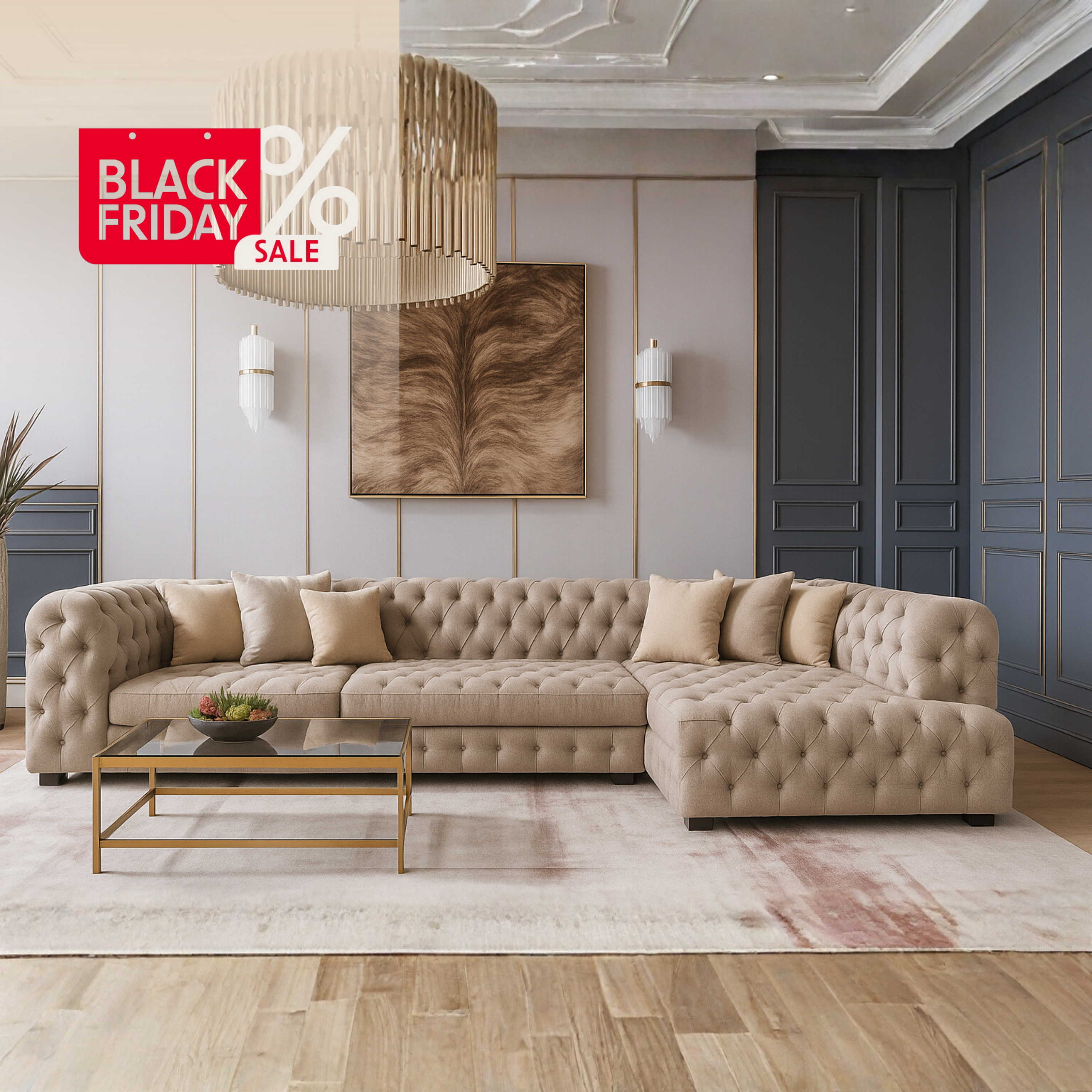 Colțar de Lux, Vivre bej 320 X 226 ,colt dreapta