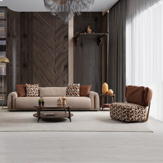 Set Canapea Moderna cu Fotolii, Grigio