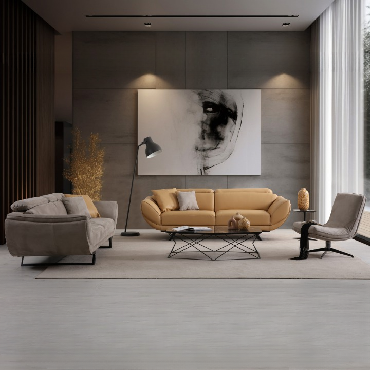 Set Canapea Moderna cu Recliner si Fotolii, Hermes