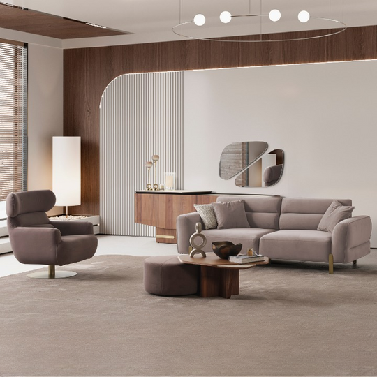 Set Canapea Moderna cu 2 Fotolii, Mokka