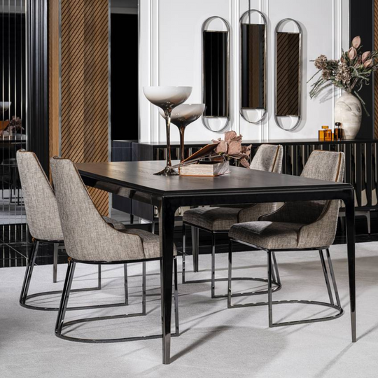 Set Masa de Dining cu 4 Scaune, Luci