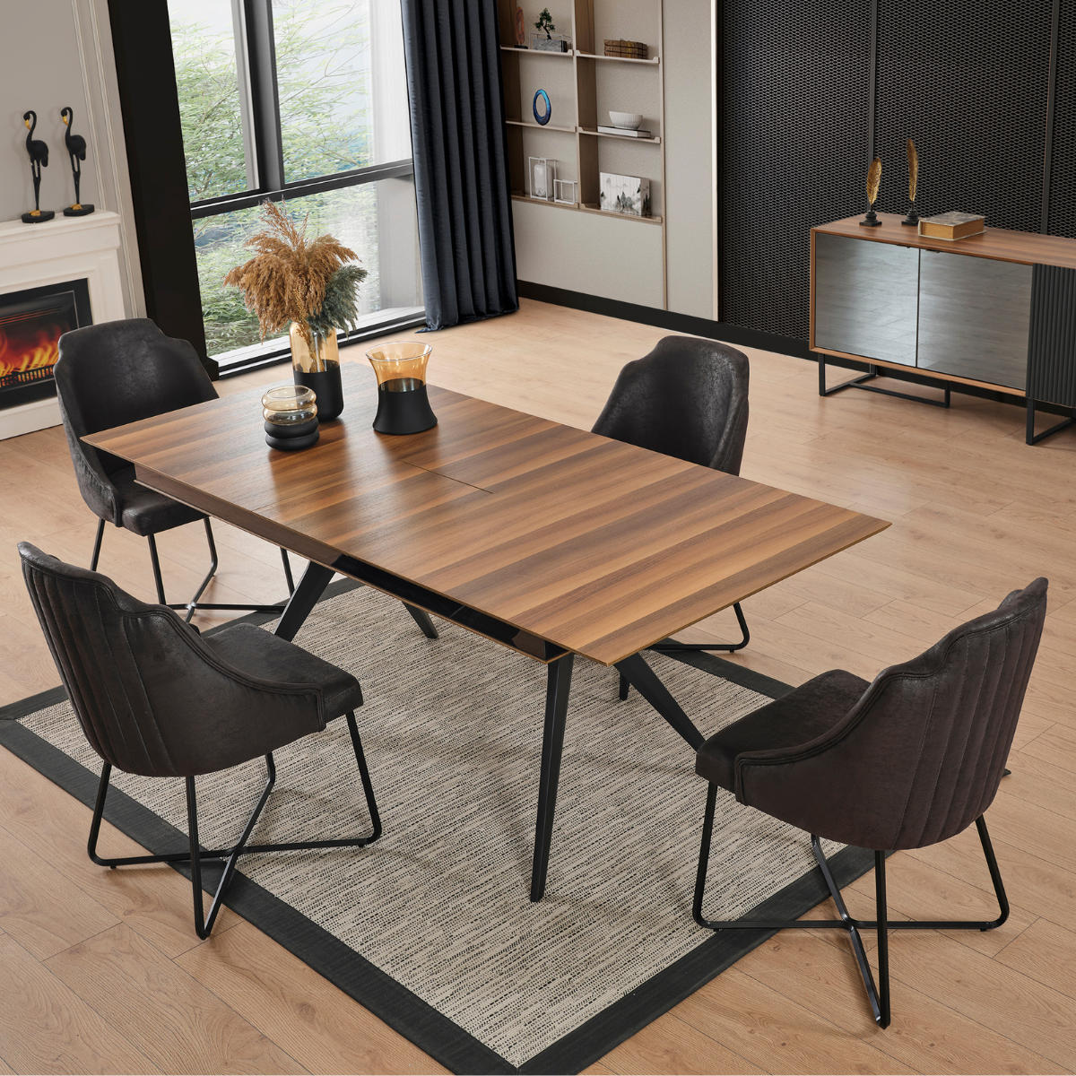 Set Masa de Dining Moderna cu 4 Scaune, Eylul