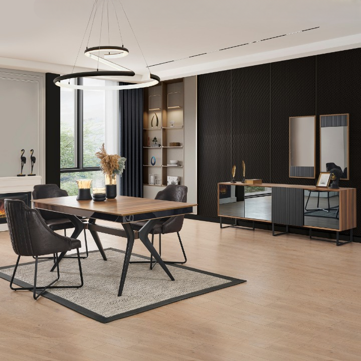 Set Masa de Dining Moderna cu 4 Scaune, Eylul