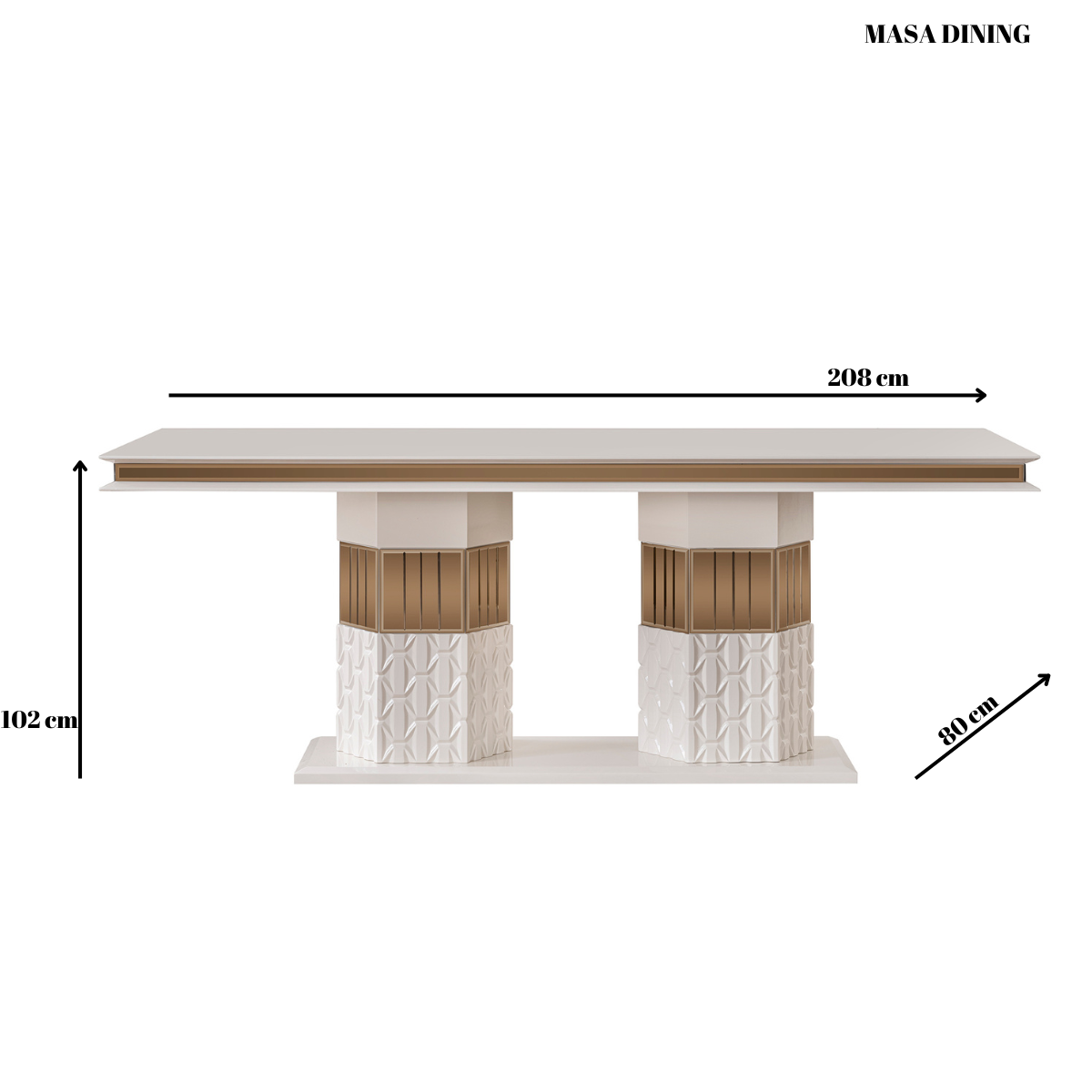 Set Masa Dining cu 4 Scaune, Palermo de Lux