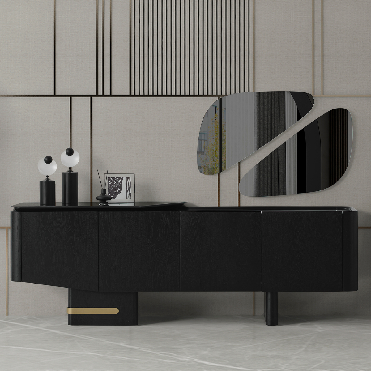 Comoda de Dining Moderna cu Oglinda, Estra