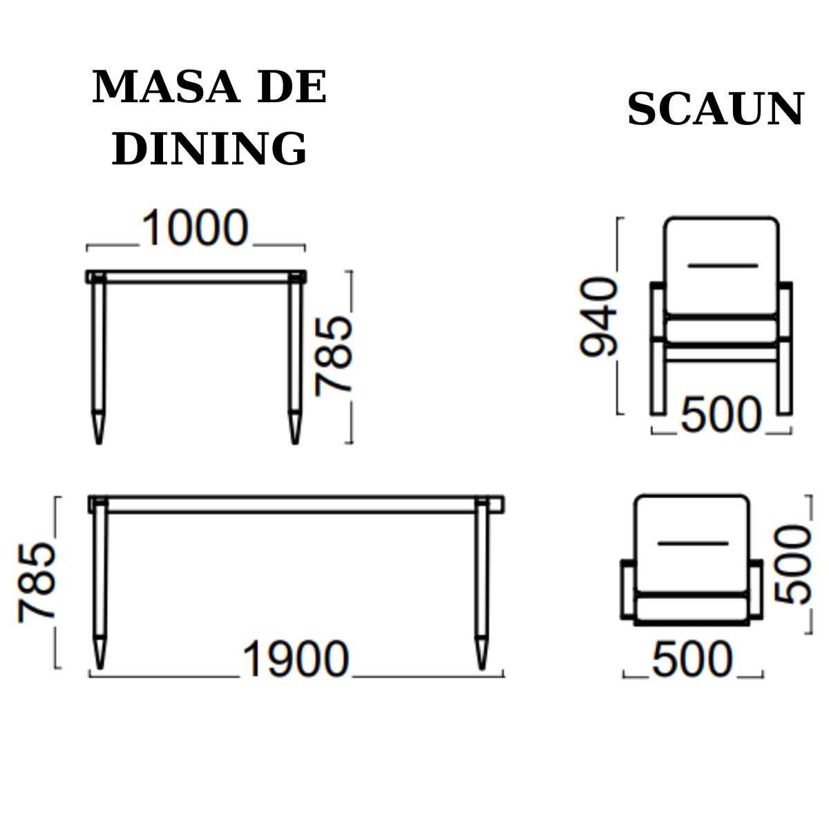 Set Masa cu 6 scaune de dining De Lux, Frisco