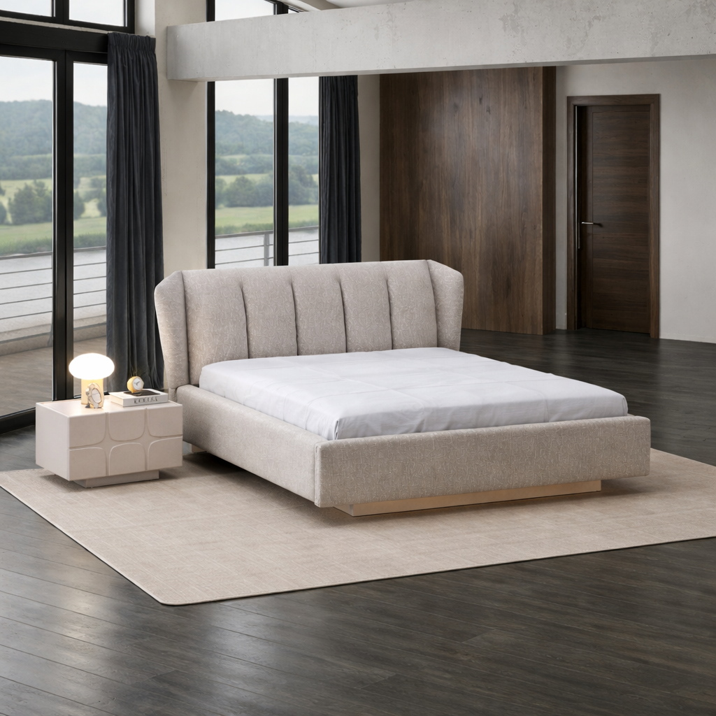 Pat Tapițat Bucle Lorin – Pat Modern cu Design Elegant și Confort Premium