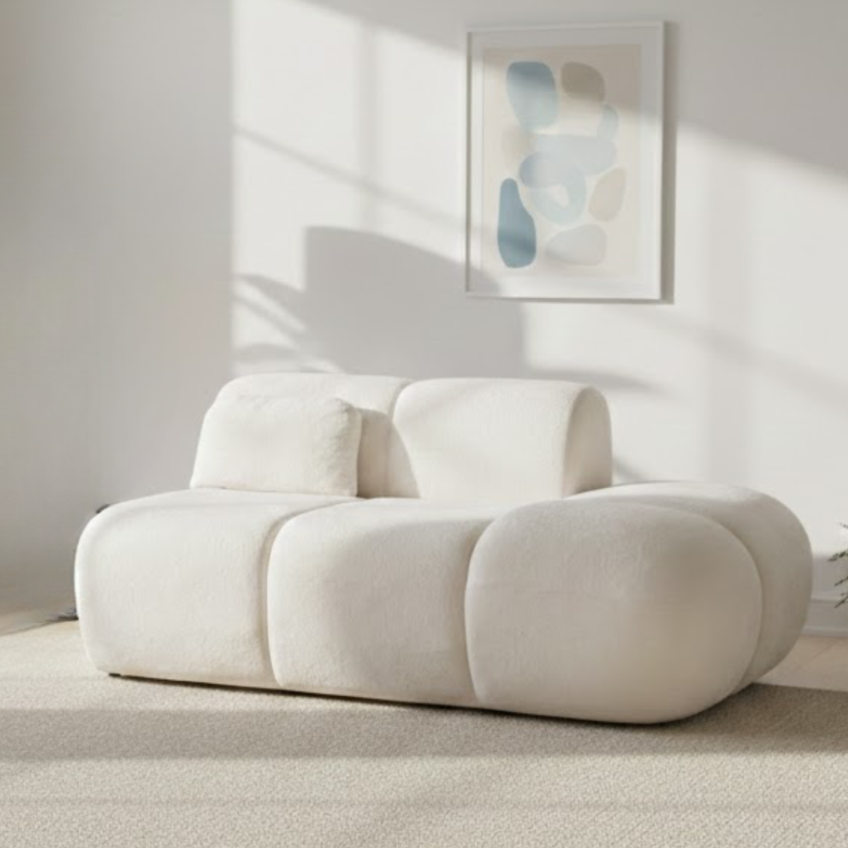 Colțar Modular Bouclé Malina – design modern, forme rotunjite și configurare flexibilă