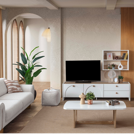 Comodă TV Livora cu Etajeră Suspendată – Mobilier Living Modern Complet