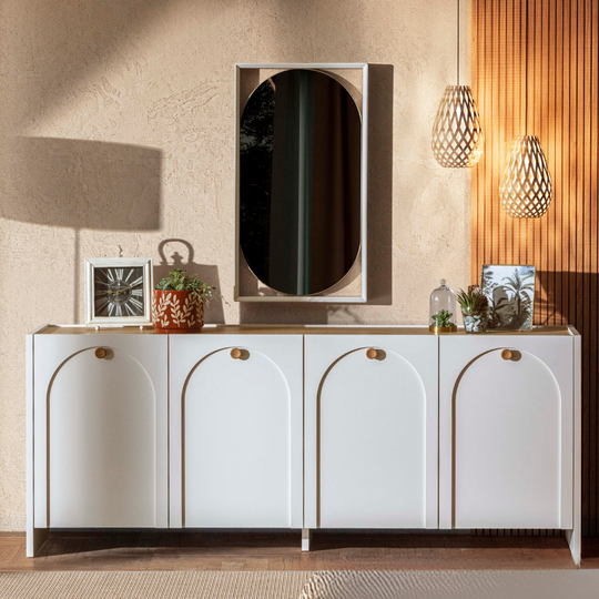 Comodă de dining Livora cu oglindă – rafinament și funcționalitate