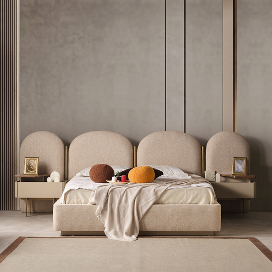 Pat tapițat modern cu 2 noptiere , Elisa