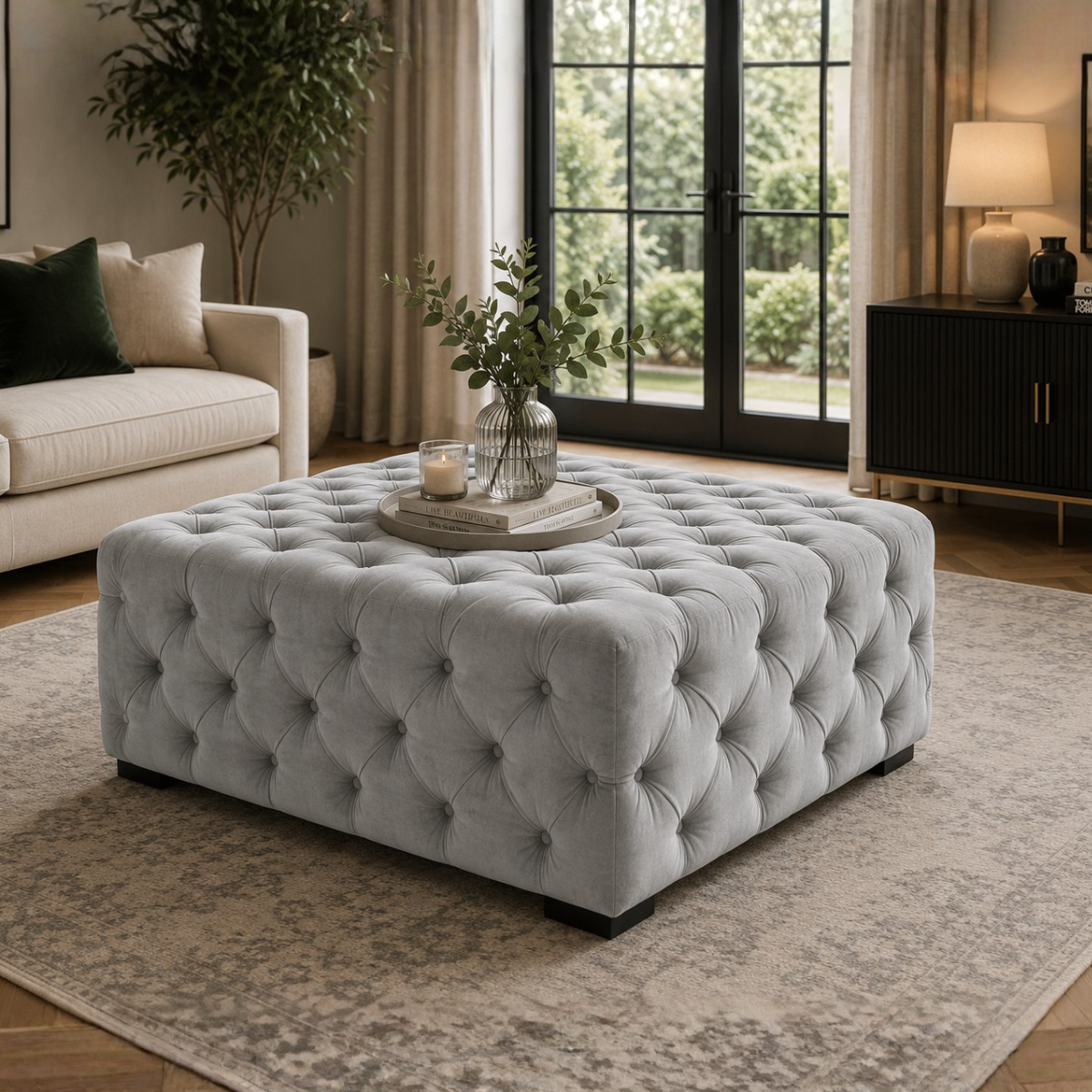 Taburet Tapitat Chesterfield, Milano , catifea