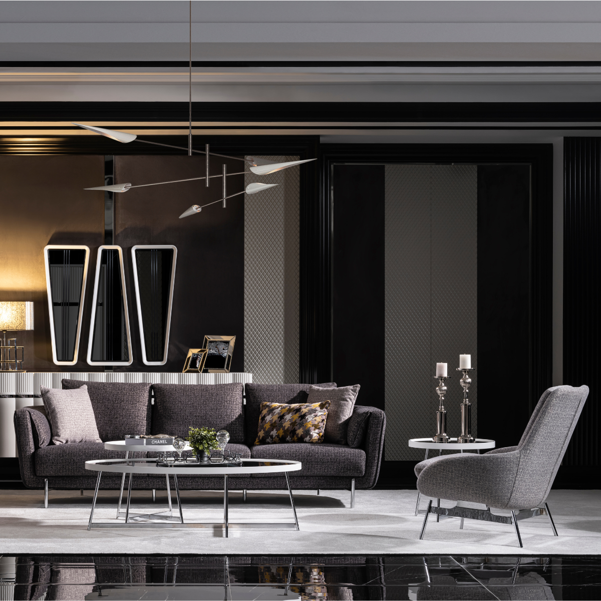 Set Canapea Moderna cu Fotolii, Aqua