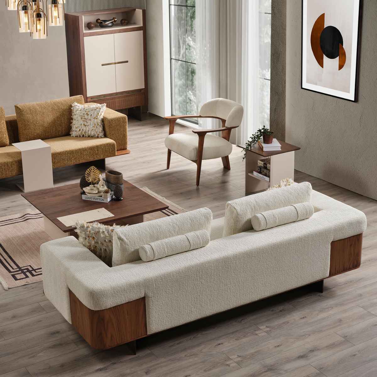 Canapea Modernă, Nata cu inserții de lemn