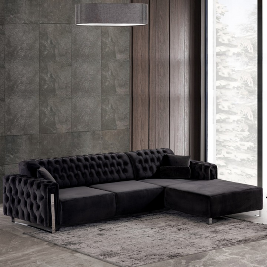 Colțar de lux cu șezlong și recliner, Asel