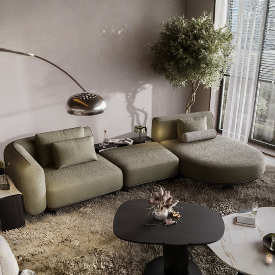 Coltar Modular Bouclé Galla – design modern pentru living