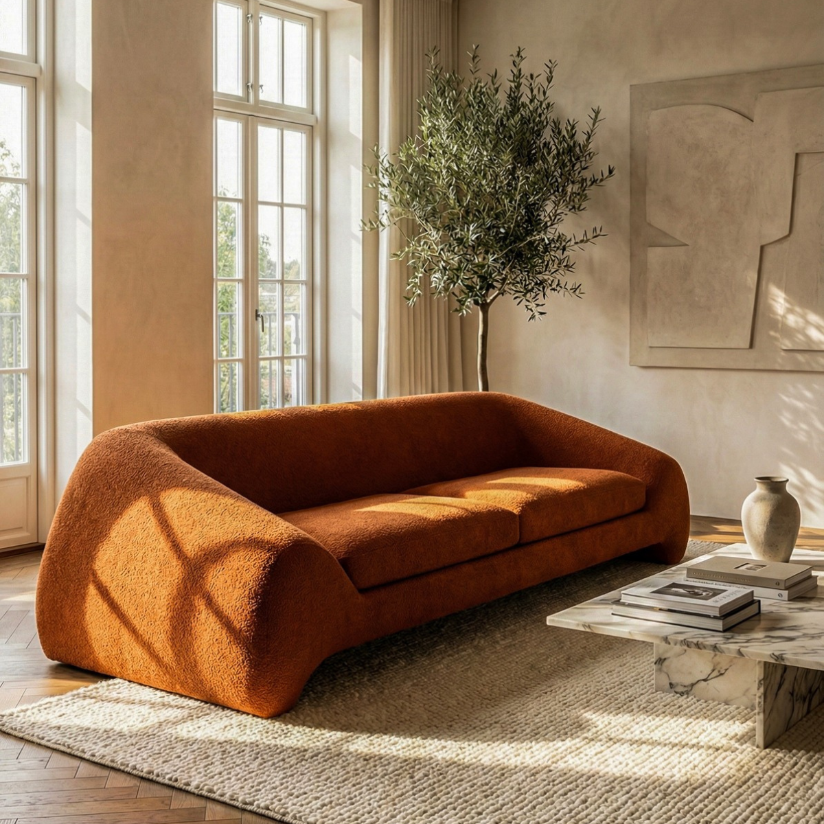 Canapea Bouclé Riva– design modern pentru living