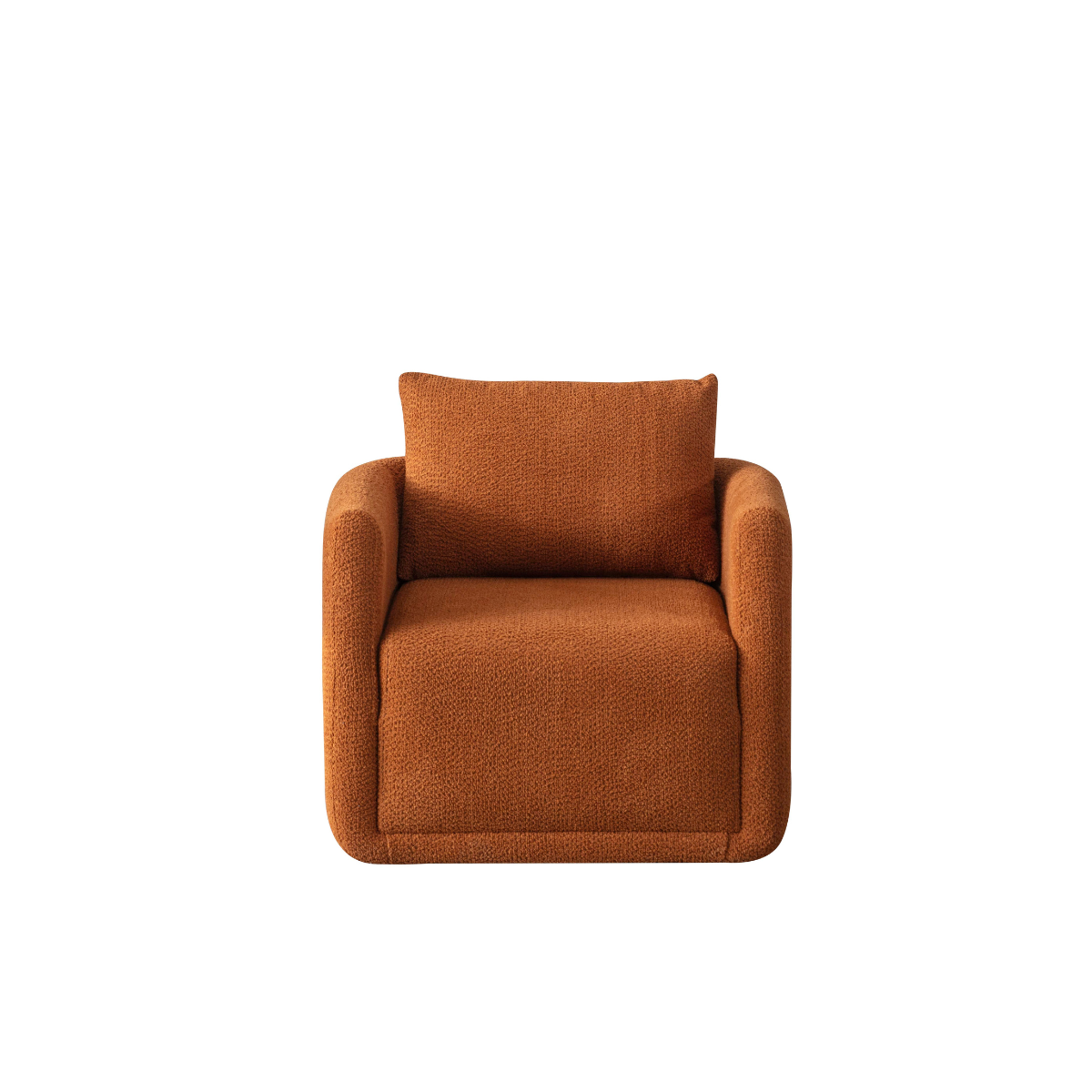 Brown armchair with a pillow on a white background