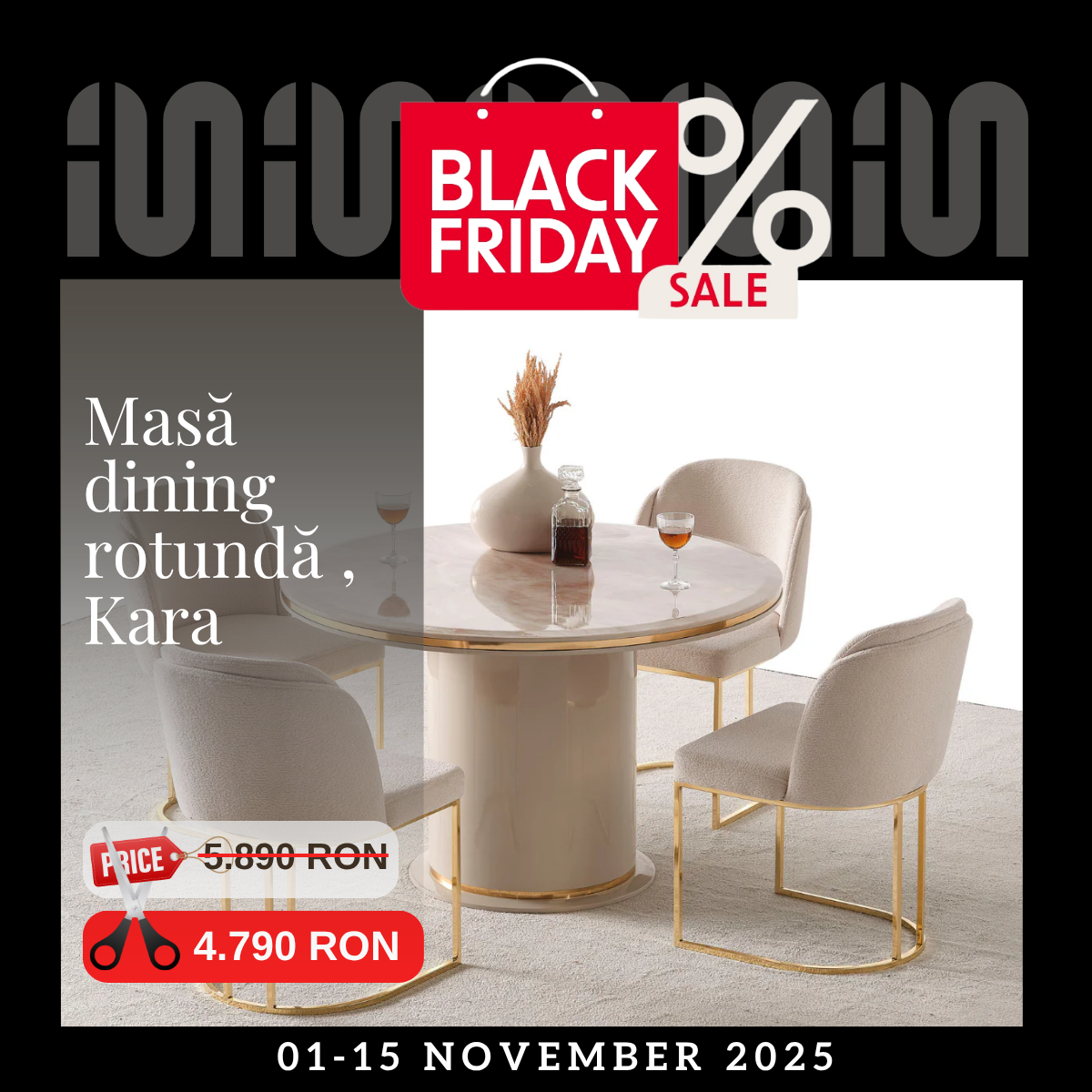 Masa de Dining  Rotunda de lux, Kara