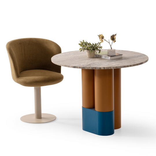 Masa de dining rotunda cu blat din marmura, Freya S