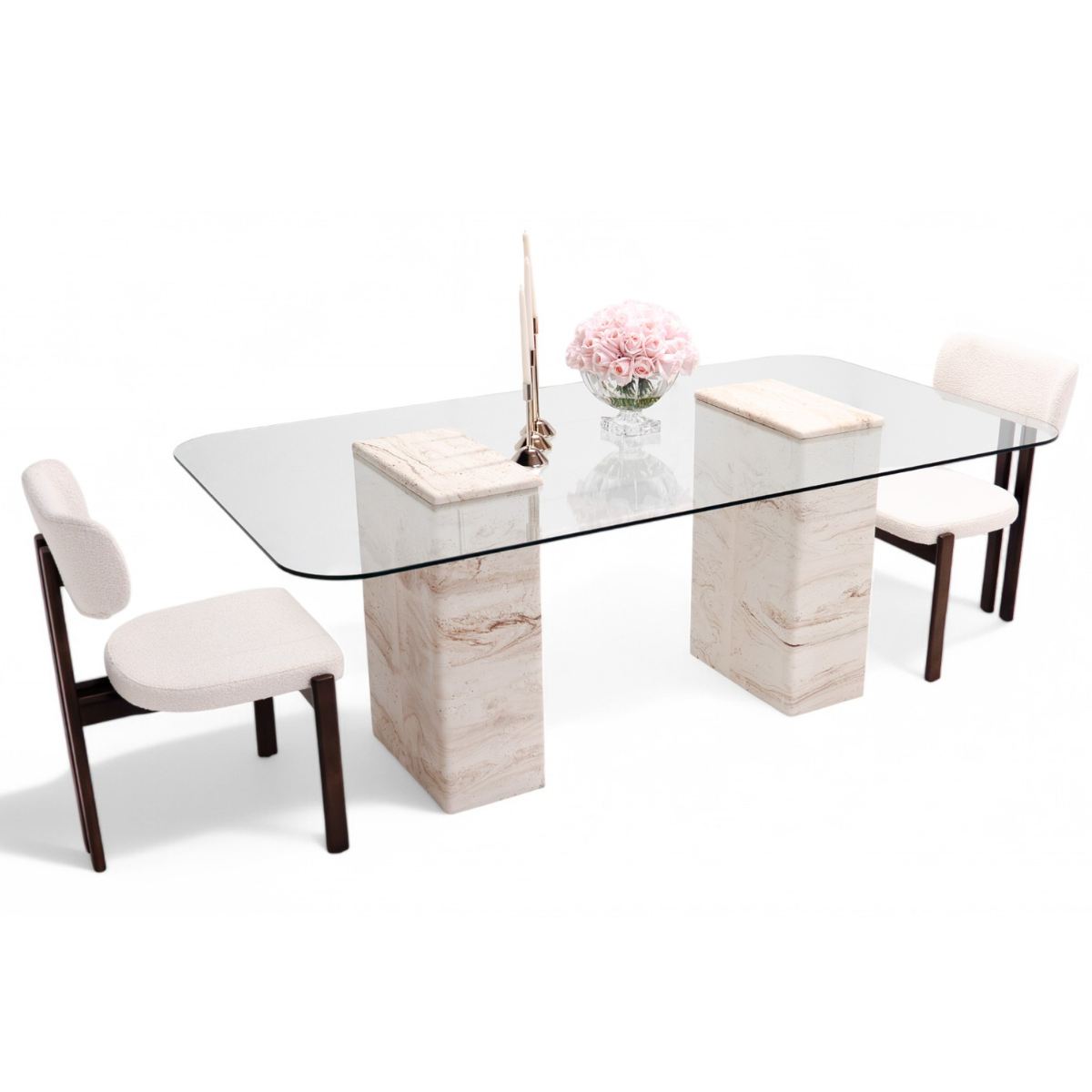 Masa de dining din Piatră Naturală Travertino, COD 940