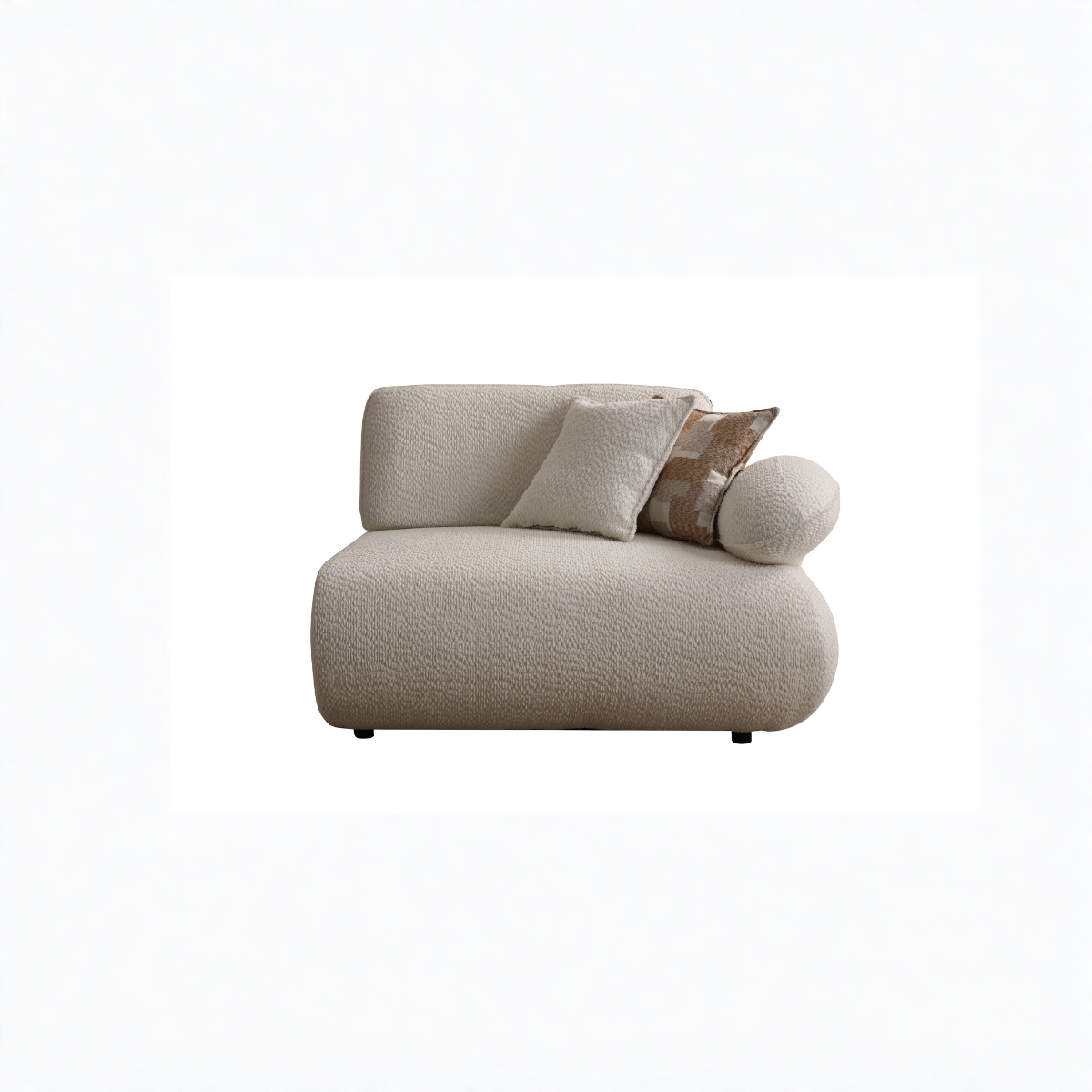 Beige armchair with cushions on a white background