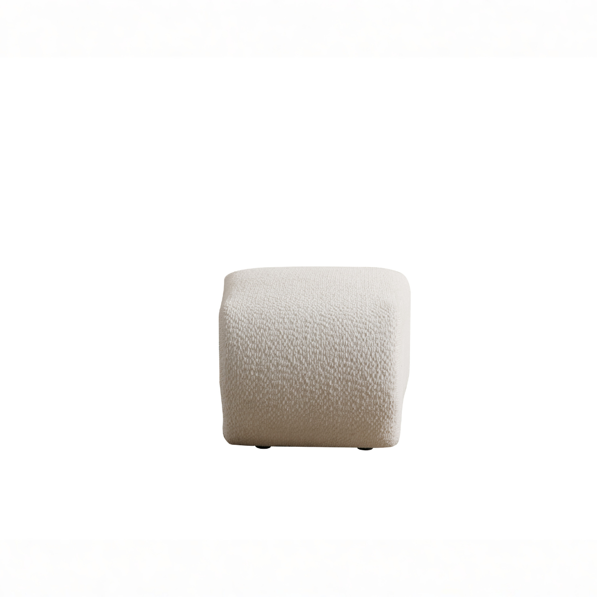 Beige textured ottoman on a white background