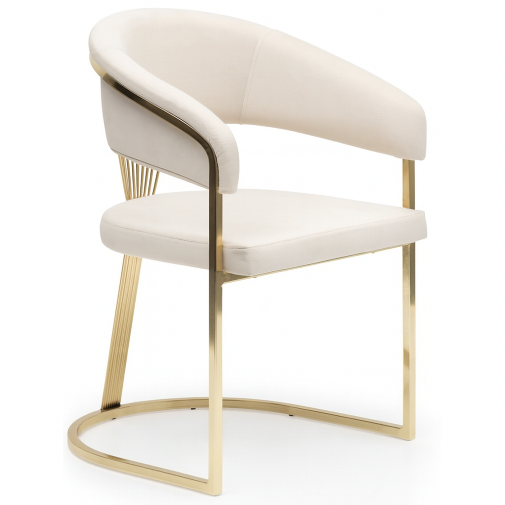 Moreno scaun catifea , cream -gold