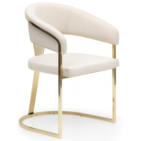 Moreno scaun catifea , cream - gold