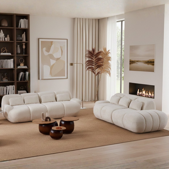 Set Canapele și Fotolii Bouclé Malina – Design Modular, Confort Premium și Eleganță Contemporană