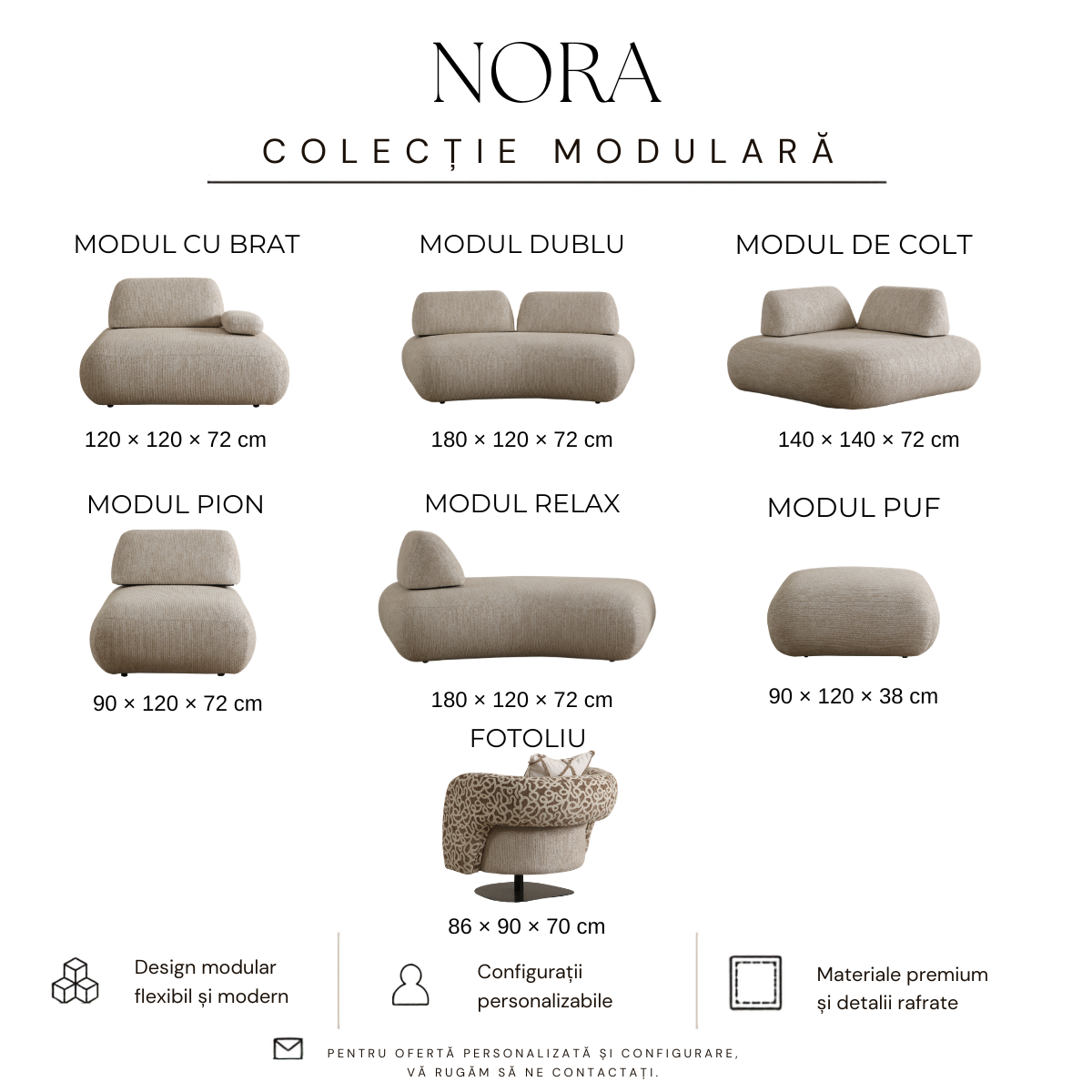 Gama de Canapele si Coltare Modulare, Nora Bucle