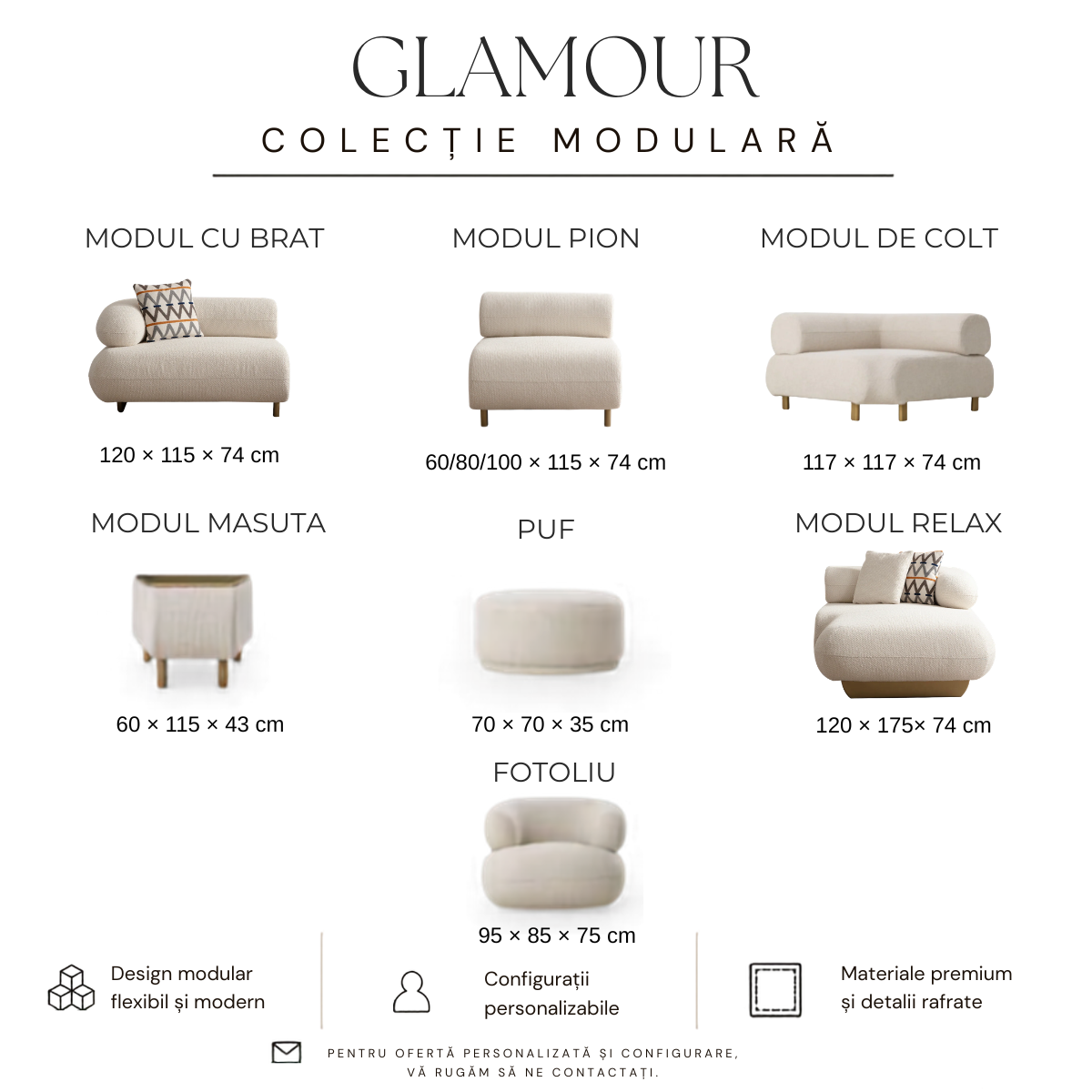 Canapele și Colțare Modulare Glamour Bucle