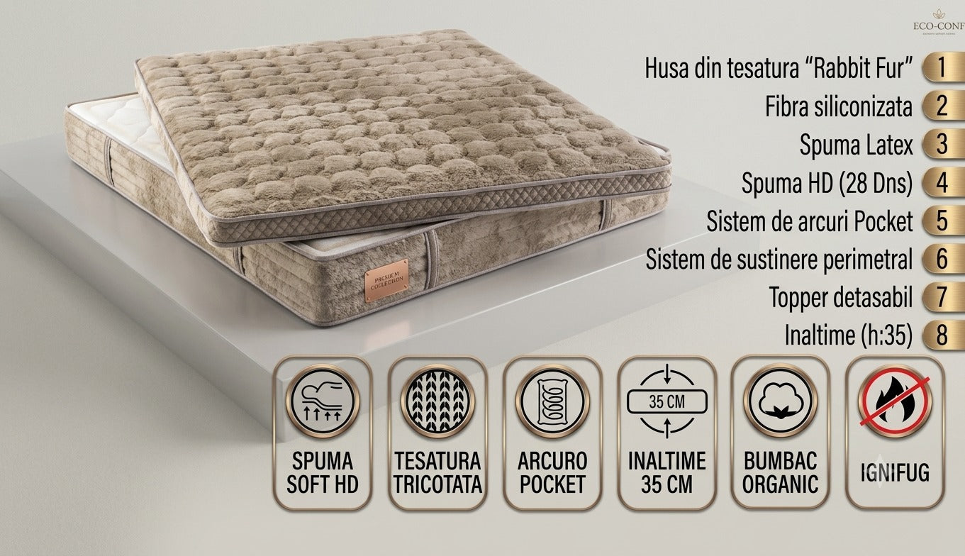 Set Pat Tapitat Bucle Cu Saltea , Marsel 160x200
