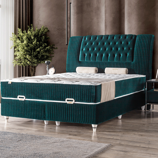 Pat tapițat de lux Chester cu ladă, Alfa