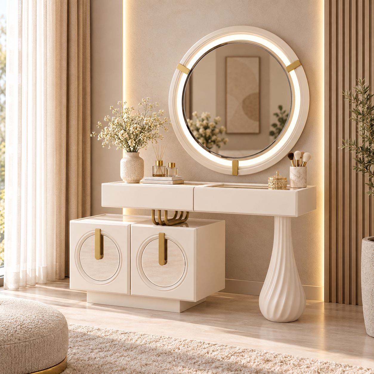 Set dormitor Praga – design modern în nuanțe de crem