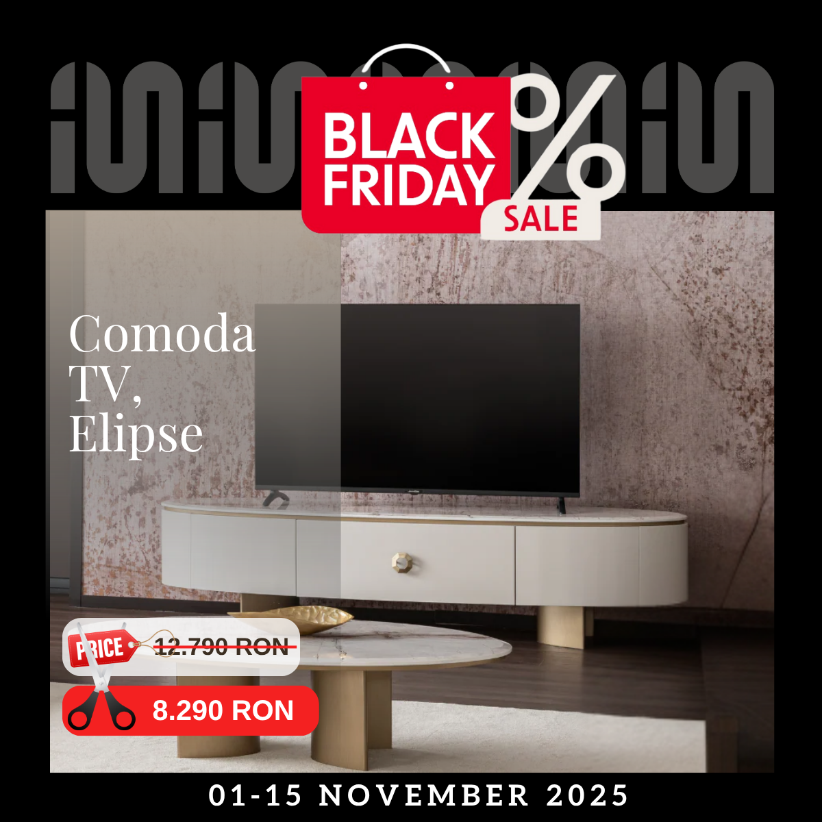 Comoda TV de Lux , Elipse White