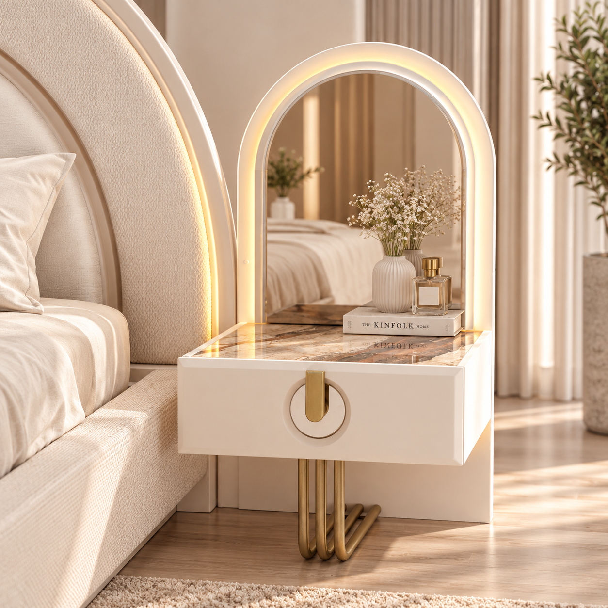 Set dormitor Praga – design modern în nuanțe de crem