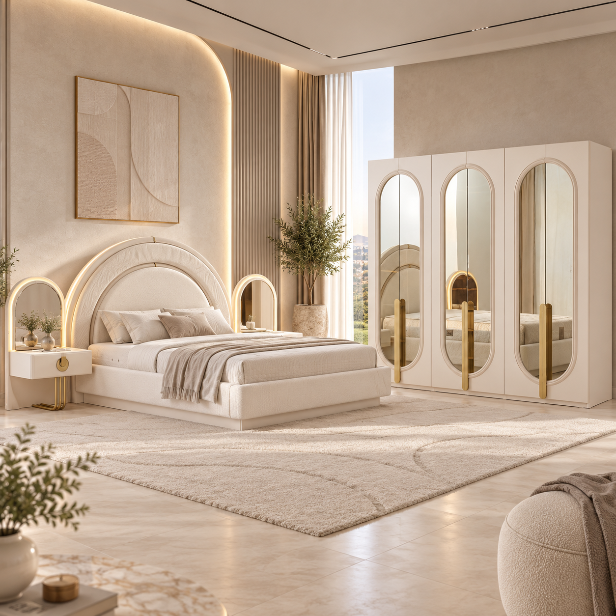 Set Dormitor de Lux, Praga – Design Modern cu Accente Aurii