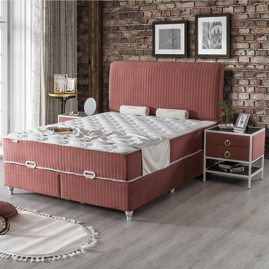 Pat tapițat modern cu ladă, Lina