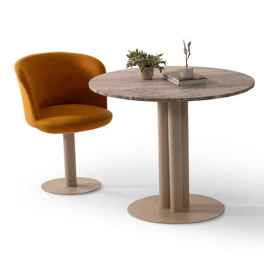 Masa de dining rotunda cu blat din marmura, Vesta S